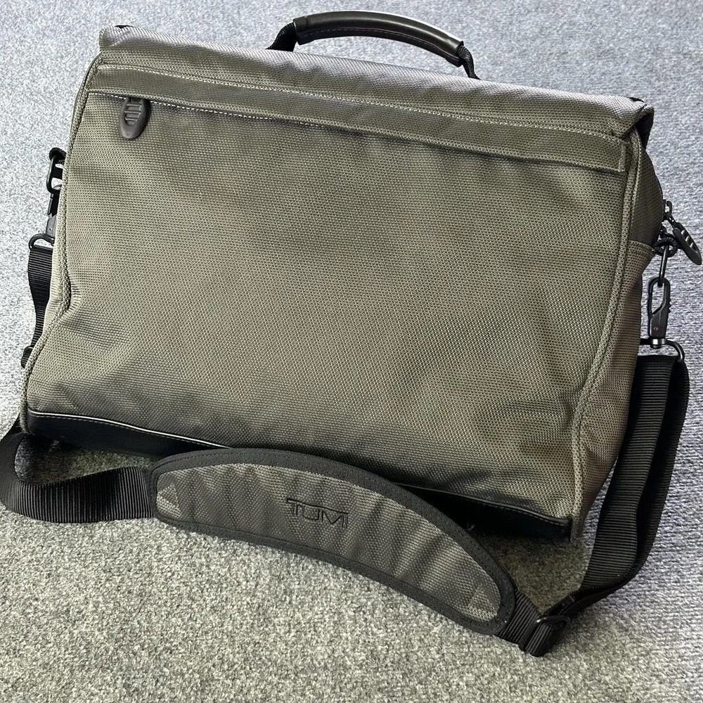 Tumi Messenger Bag  Grey Nylon Laptop Briefcase Men Travel Shoulder Bag
